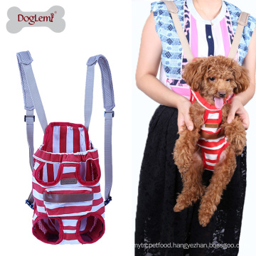 Pet Dog Cat canvas stripe chest pet carrier bag, any legs out front style double-shoulder dog backpack